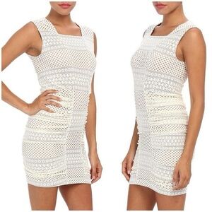BCBGMAXAZRIA Renee Lace Sleeveless Ruched-Side Mini Cocktail Dress Bodycon